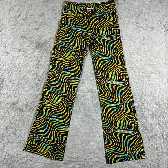 Gimaguas Zebra Disco Pants Womens Small Brown Retro Flare 70s Dopamine Comfort - Picture 1 of 7